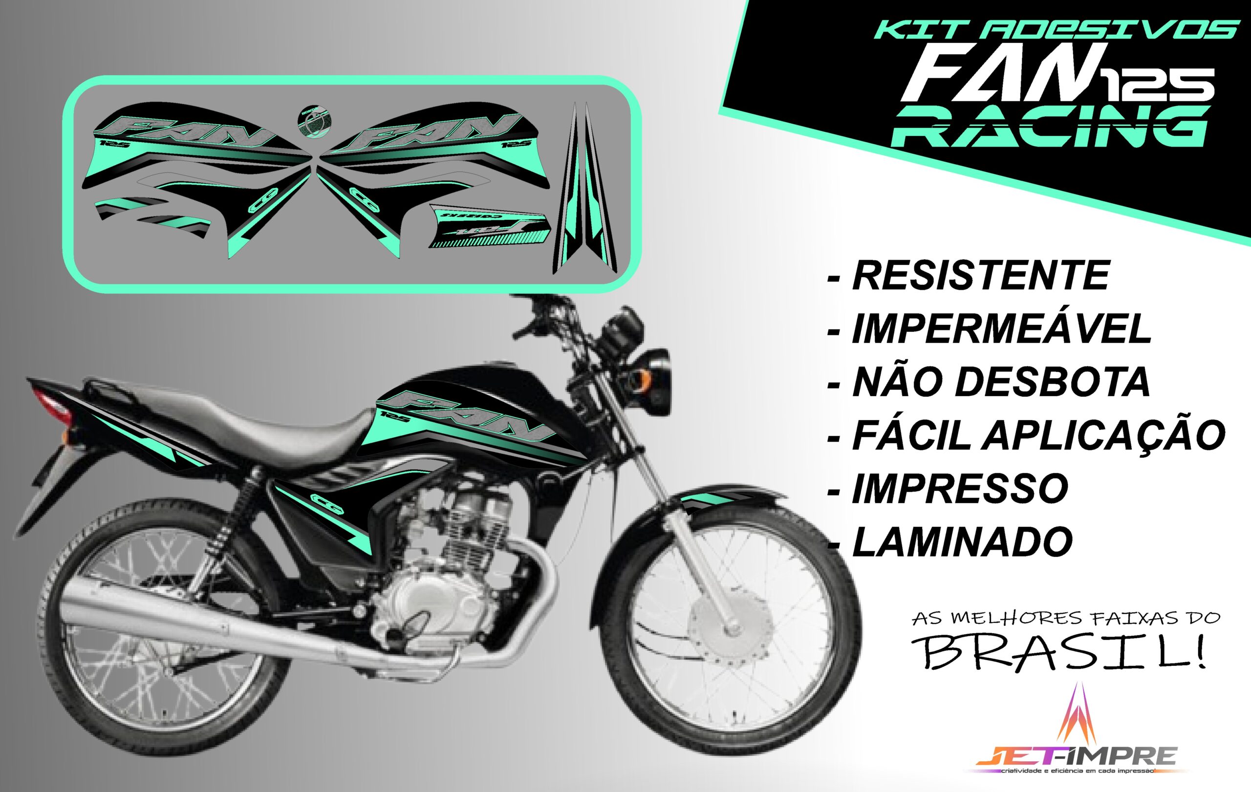 KIT ADESIVOS FAN 125 2011-VERSÃO RACING( MOTO PRETA) - Imagem 16