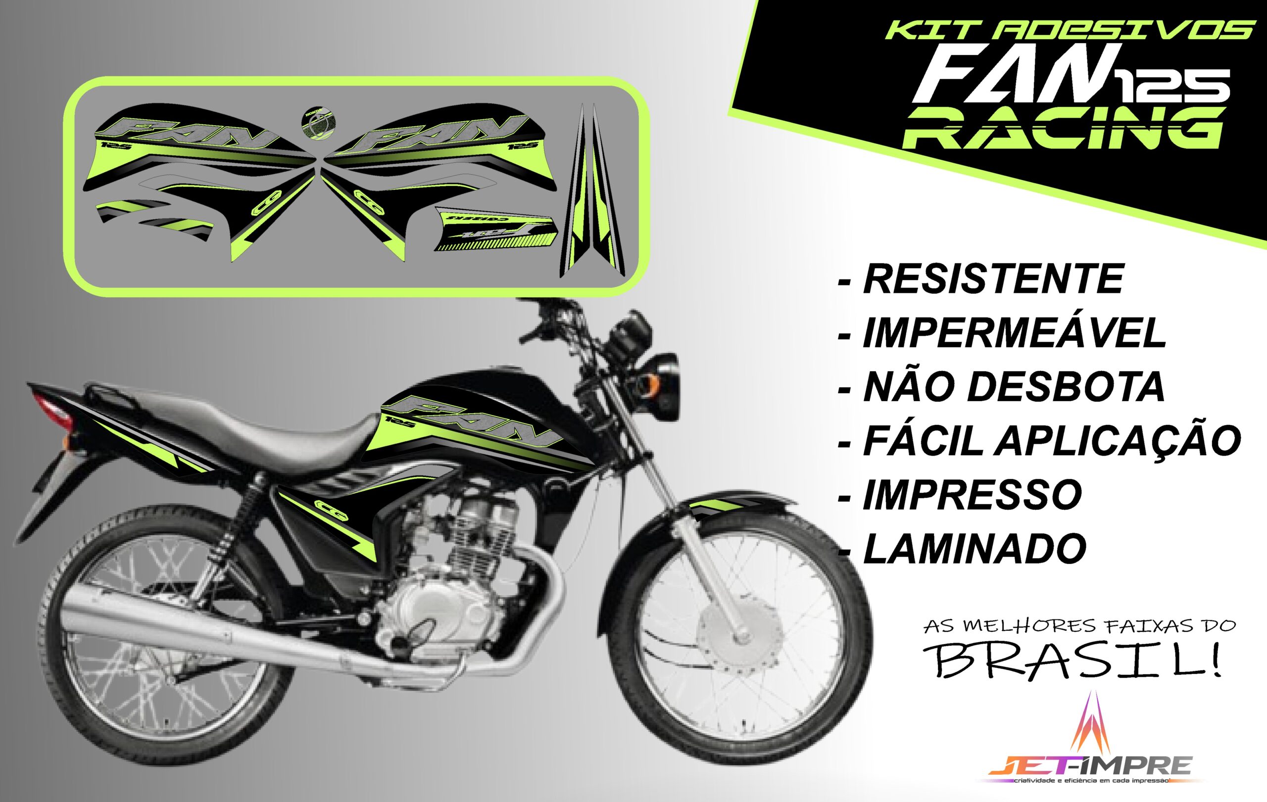 KIT ADESIVOS FAN 125 2011-VERSÃO RACING( MOTO PRETA) - Imagem 17