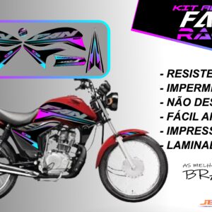 KIT ADESIVOS FAN 125 2011-VERSÃO RACING( MOTO VERMELHA)
