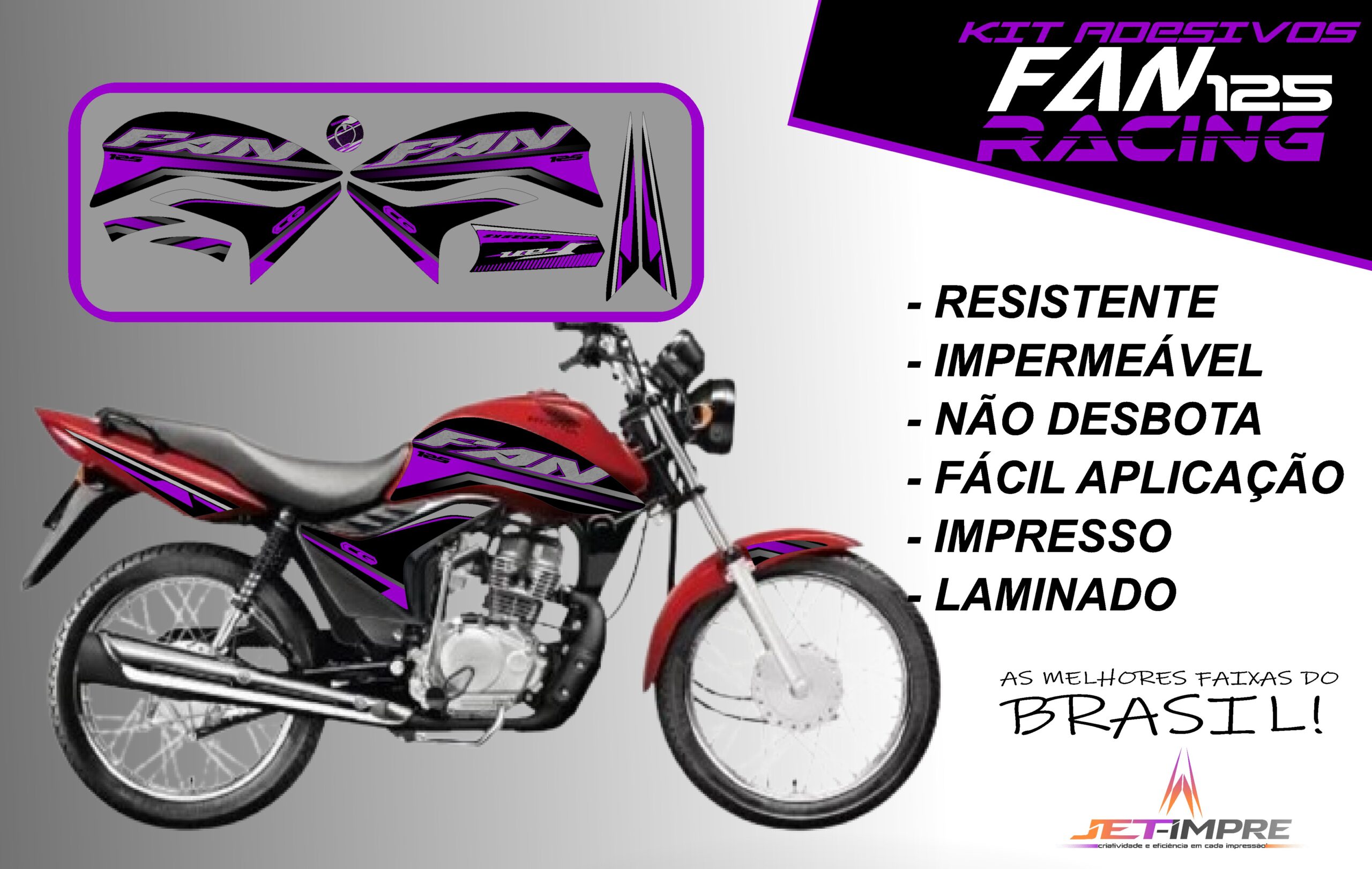 KIT ADESIVOS FAN 125 2011-VERSÃO RACING( MOTO VERMELHA) - Imagem 15